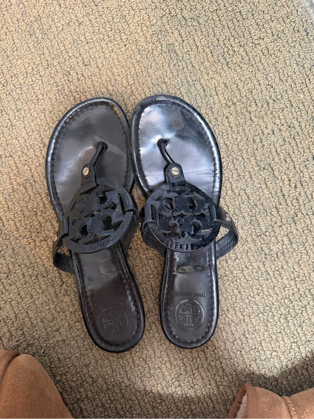 Tory Burch Black Patent Miller Sandals